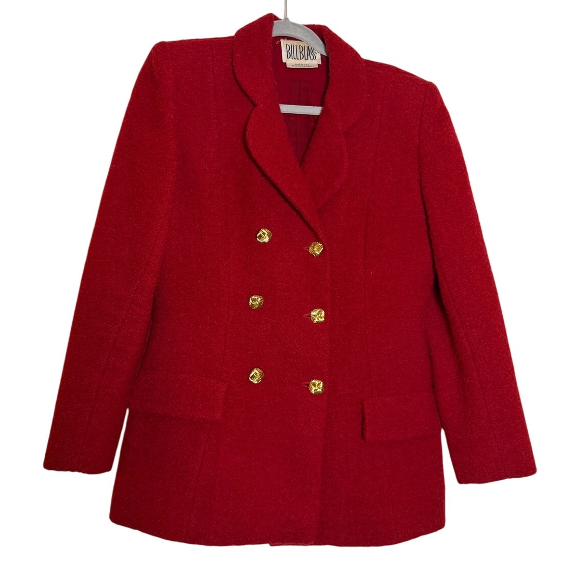 Bill Blass Saks Fifth Av Red Blazer W/ Gold Buttons